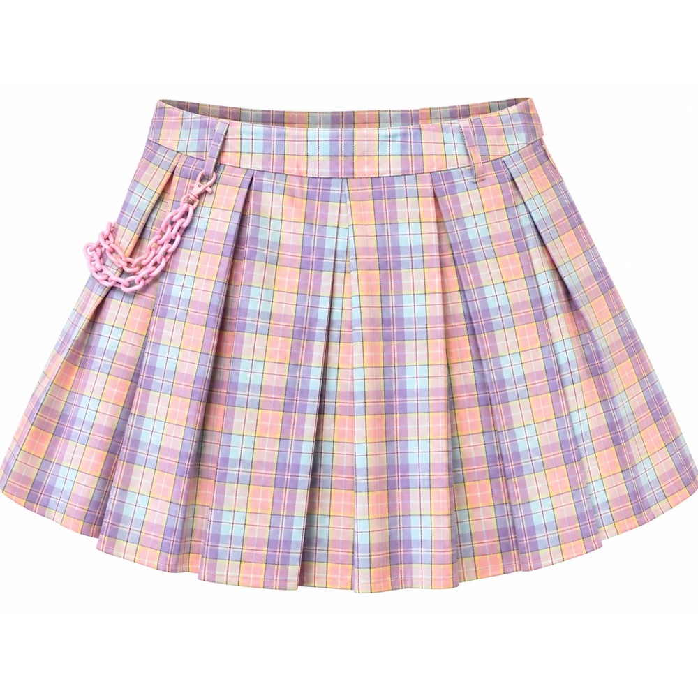 Sweet Society Hot Topic Pastel Plaid Pleated Mini Skirt M Chain Y2K NWT